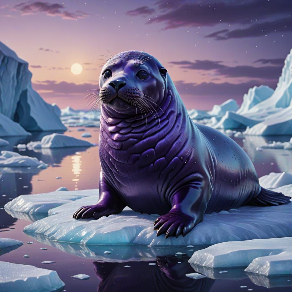 Fantasy Purple Seal on Ice Floe Digital Art