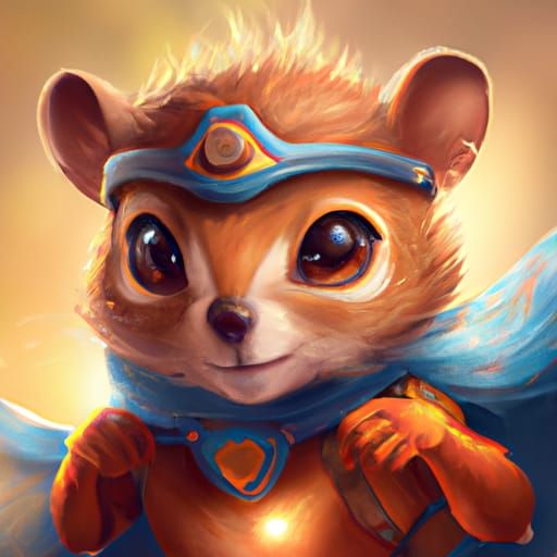 Chibi Squirrel Superhero Portrait in Digital Art Style