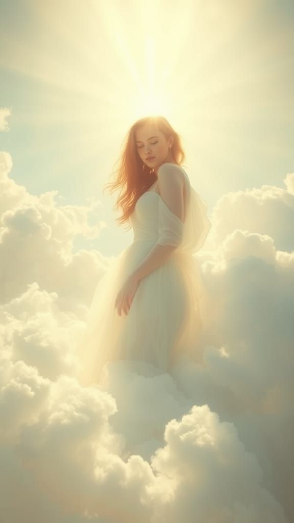Ethereal Female Form Basks in Heavenly Radiance