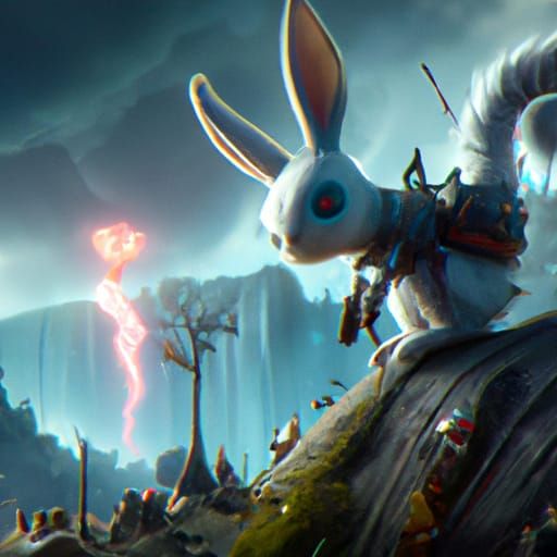 Fantastical Bunny Matte Painting in Deep Color