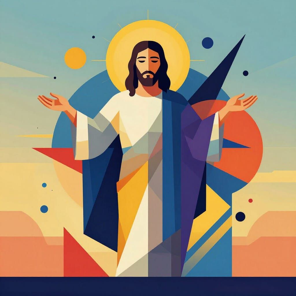 Jesus Christ in Bauhaus Style with Golden Ratio