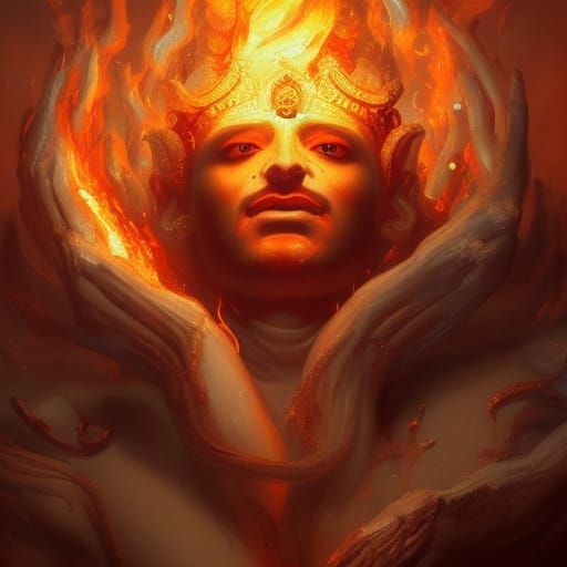 Agni, God of Fire: Dark Fantasy Concept Art