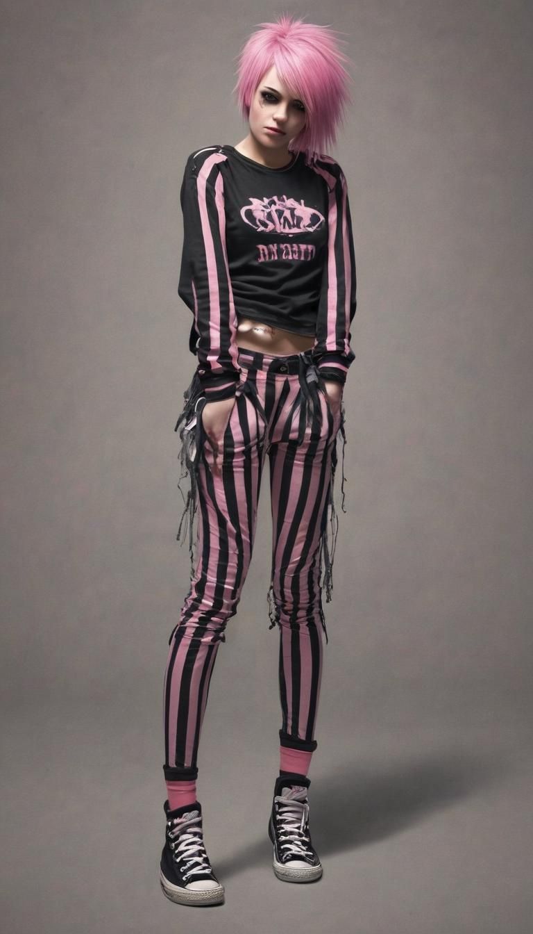 Emo Girl with Pink and Black Style