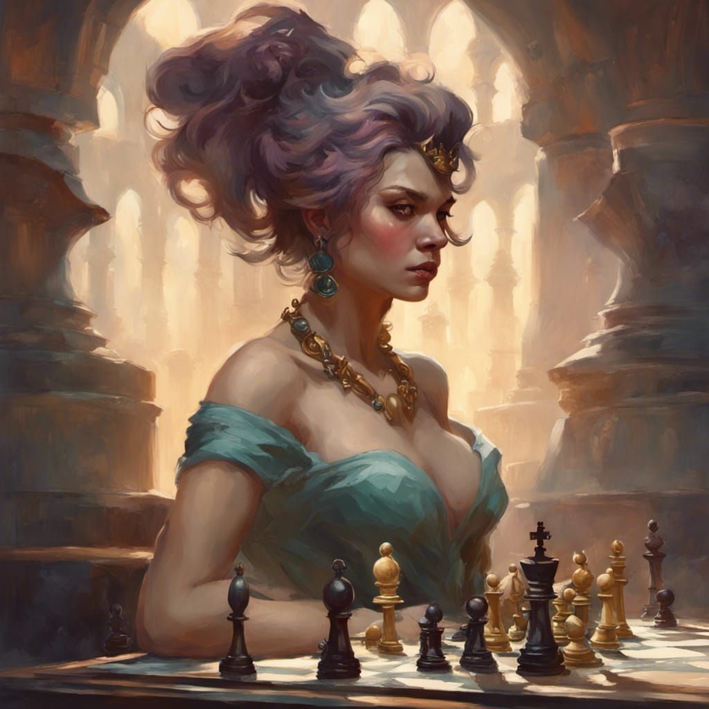 Chess Player Portrait in Art Nouveau Style