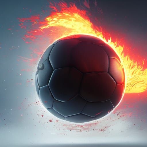 Fiery Soccer Ball: Dark Fantasy Concept Art