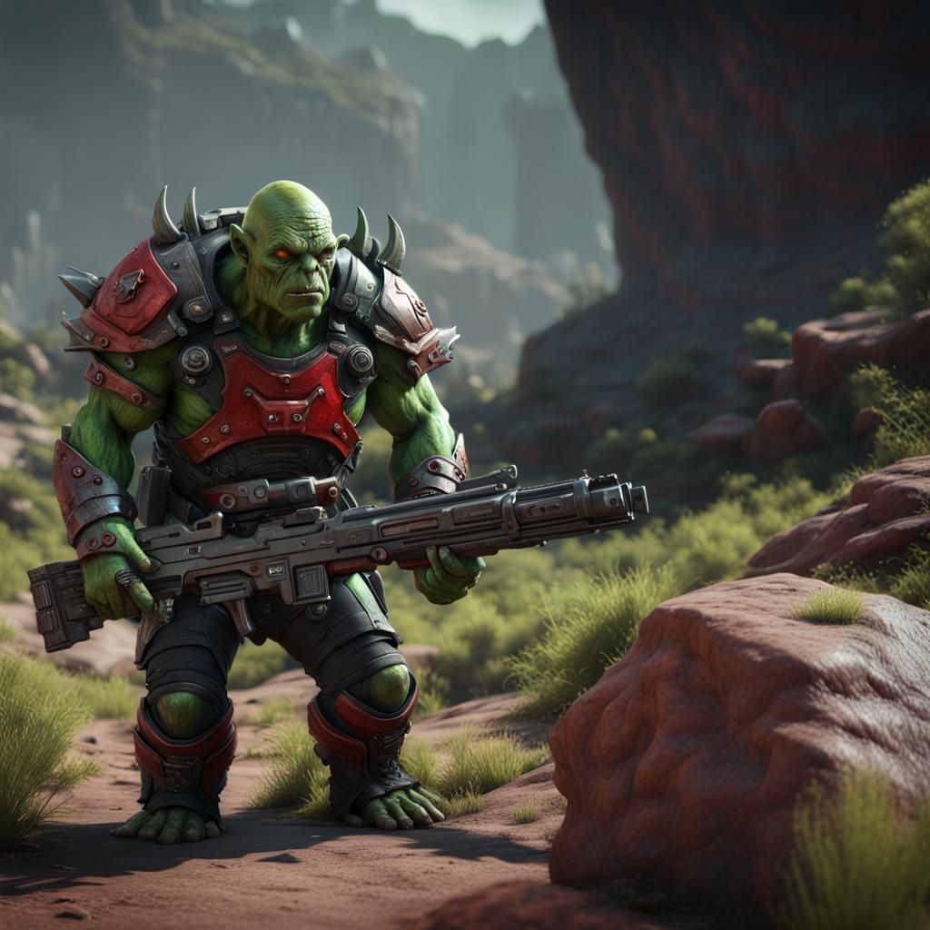 Science Fiction Orc Warrior in Heavy Armor