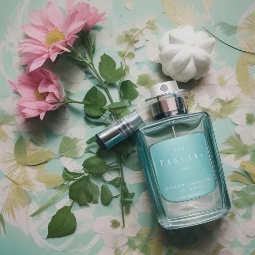 Perfume Bottle Mockup with Pastel Floral Arrangement
