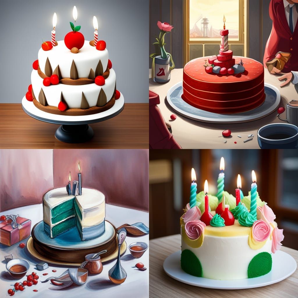 Classic Birthday Cake with Lit Candles