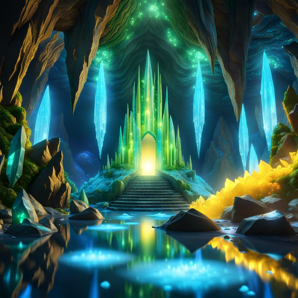 Enchanted Crystal Cave with Magic Portal