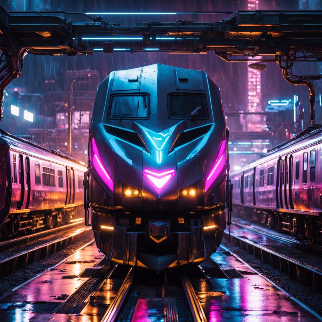 Cyberpunk Train Hero: Gotham City's Gritty Future