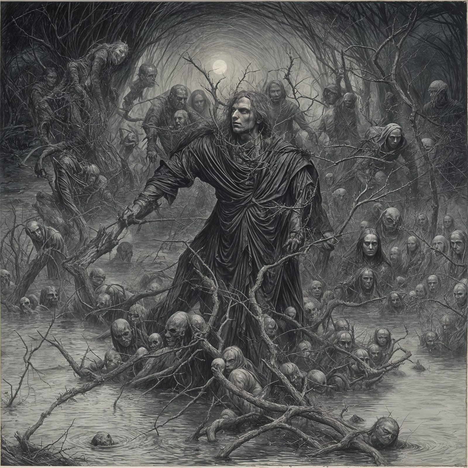 Dark Nihilist Anarchist Haunted by Black Roses in a Gothic N...