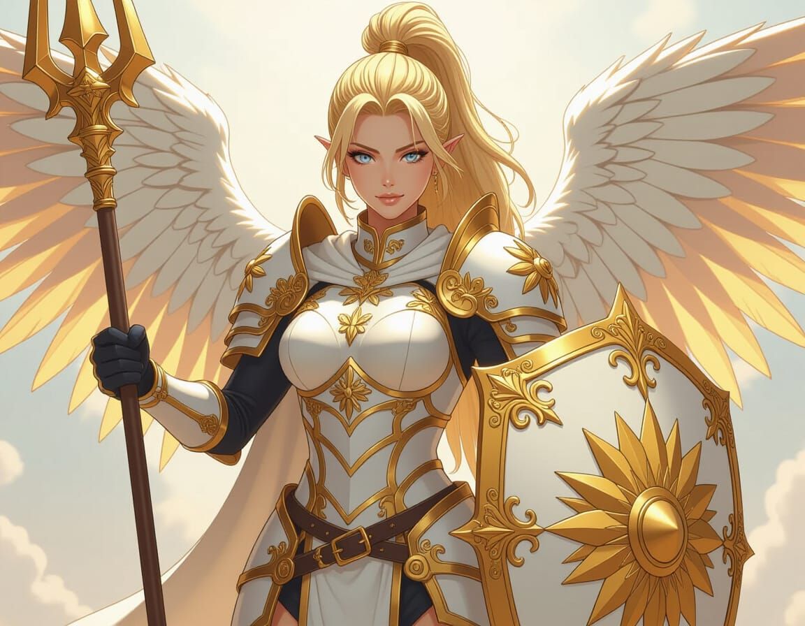 Sunflower Knight in Anime Sci-Fi Style