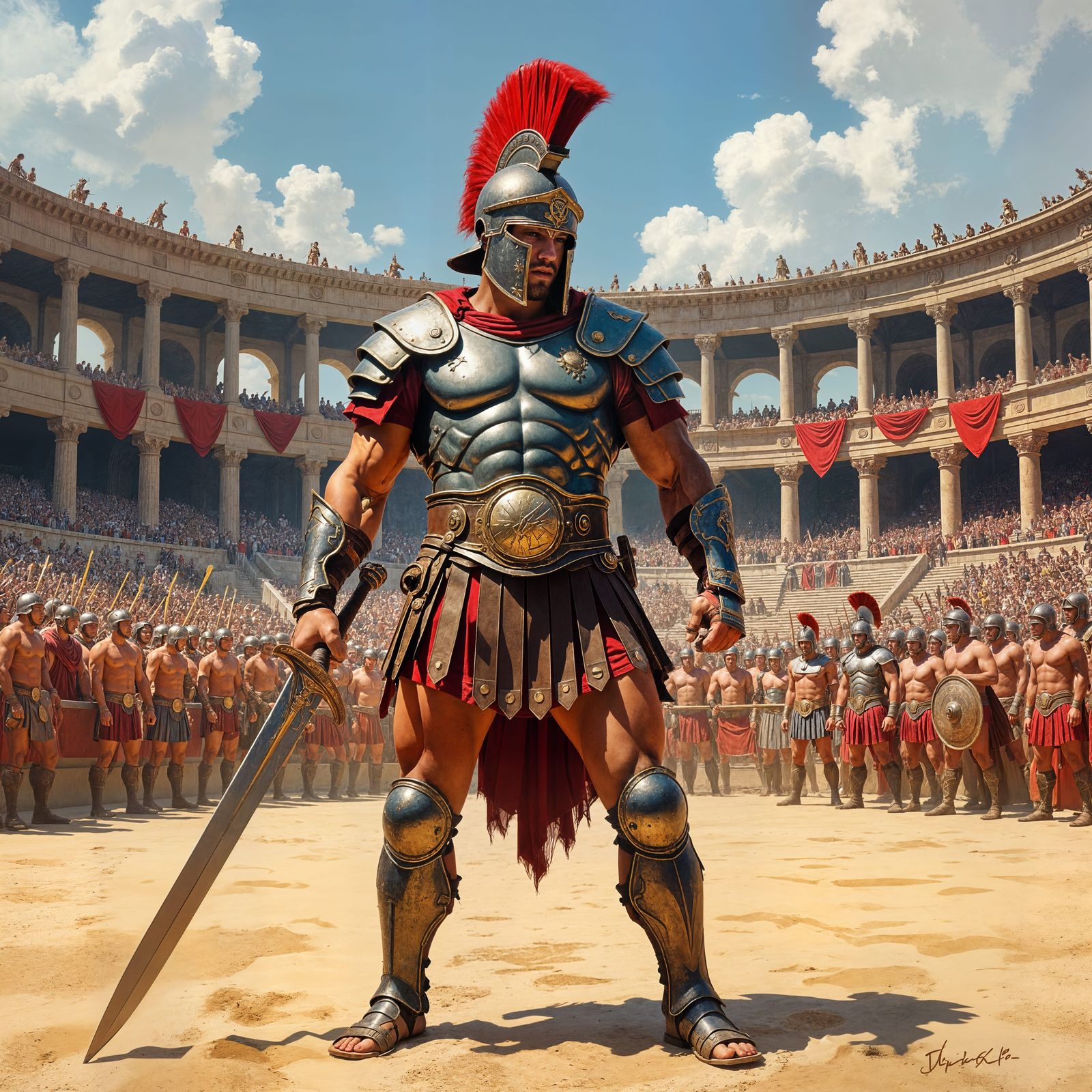 Gladiator in the Arena: A Moment of Combat