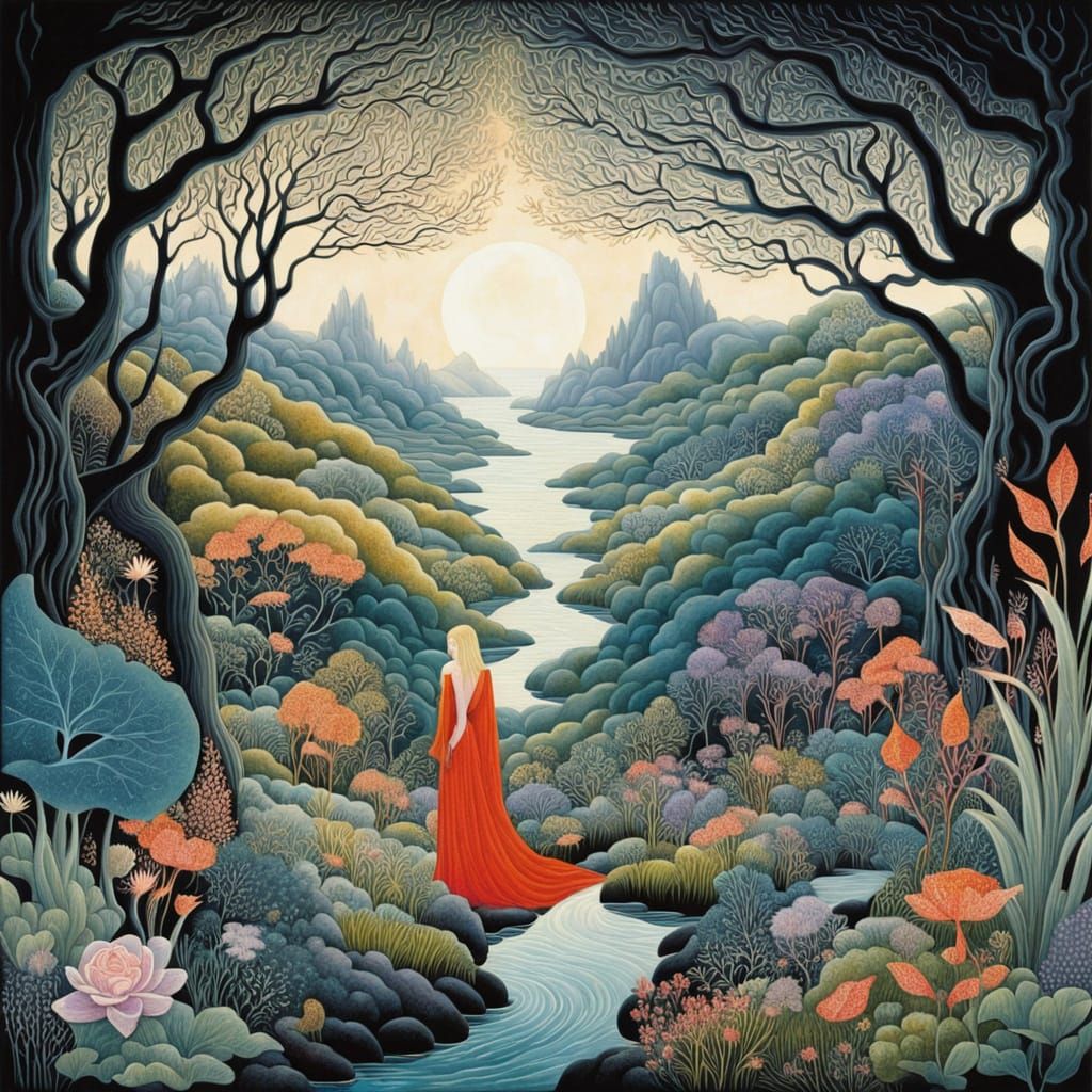 Sacred Gear of Dream Plasma in a Stormy Landscape of Mythica...