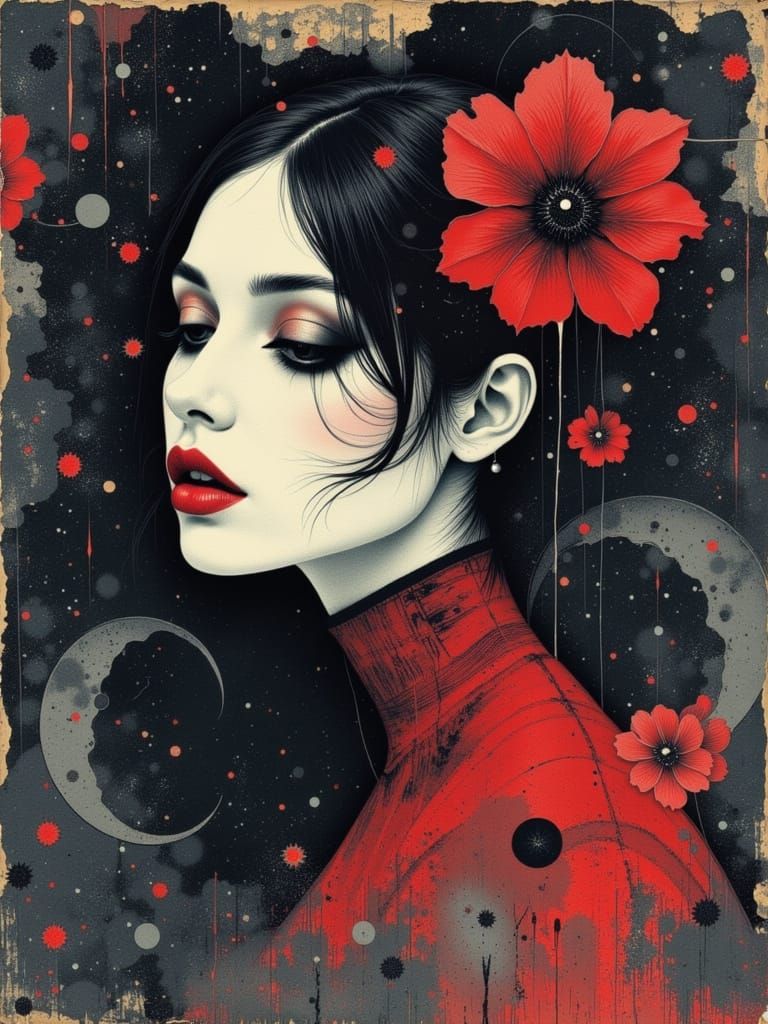 Gothic Woman in Grunge Postpunk Style