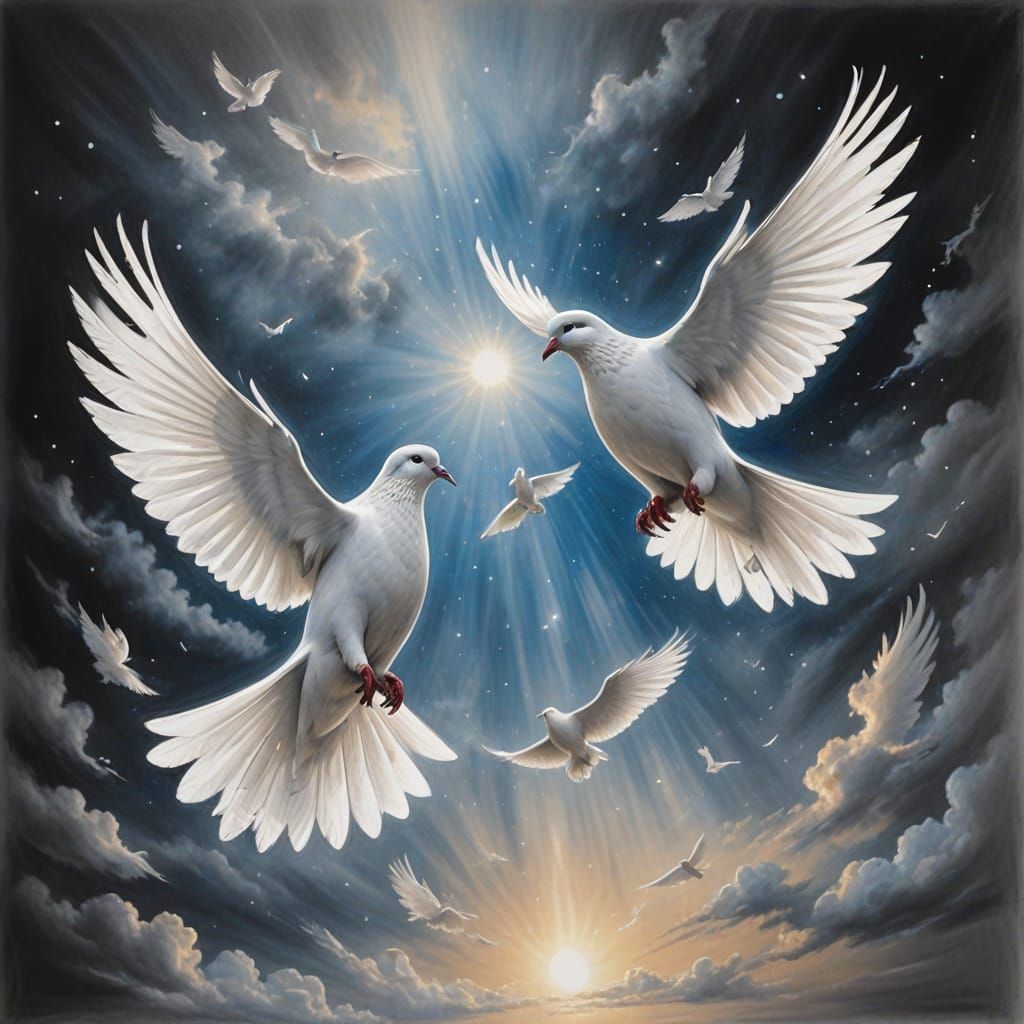 Heavenly Doves in Radiant Harmony