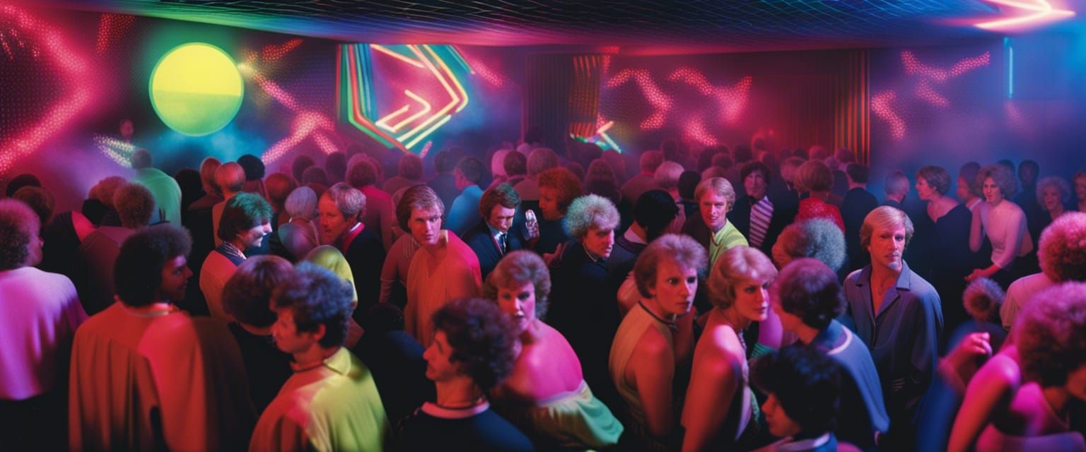 Vibrant Interior of an 80s Disco