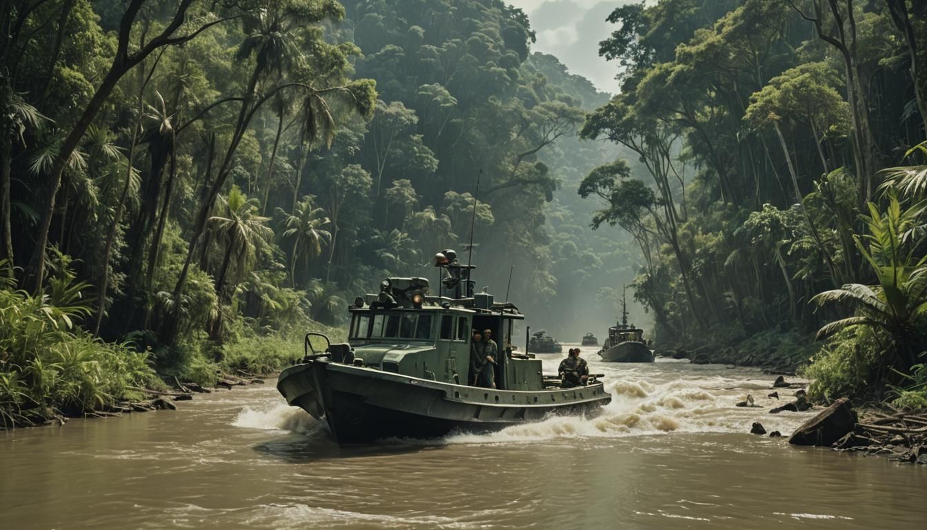 Vietnam Jungle Patrol Boat: Cinematic Film Still