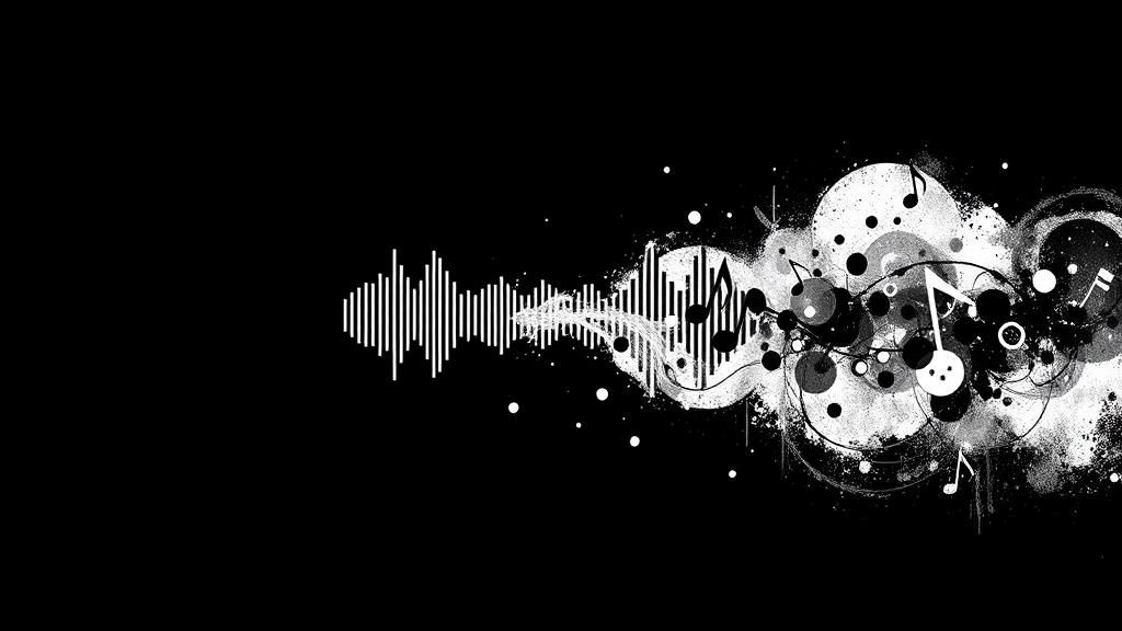 Abstract Sound Wave Art in Black and White