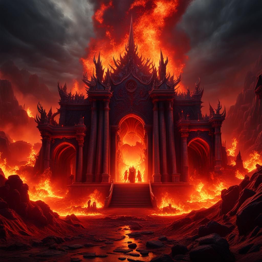 Detailed Matte Painting of Hellfire in Deep Color