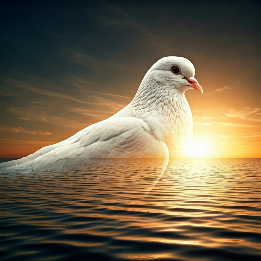 Dove Silhouette in Flemish Marine Landscape