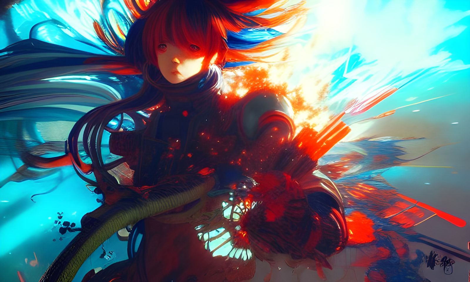 Explosive Multicolored Anime 3D Art