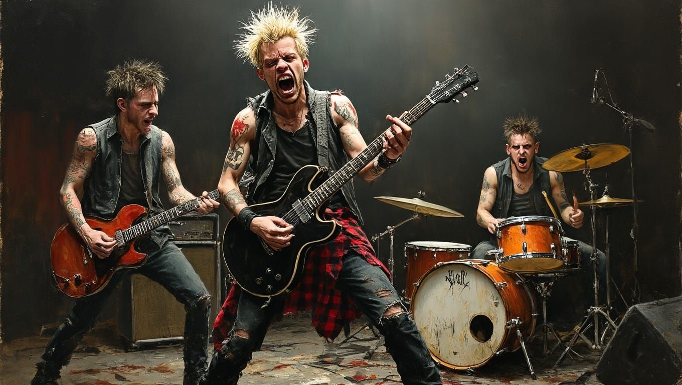 Eclectic Grunge Band in a Gritty, Maximalist Performance