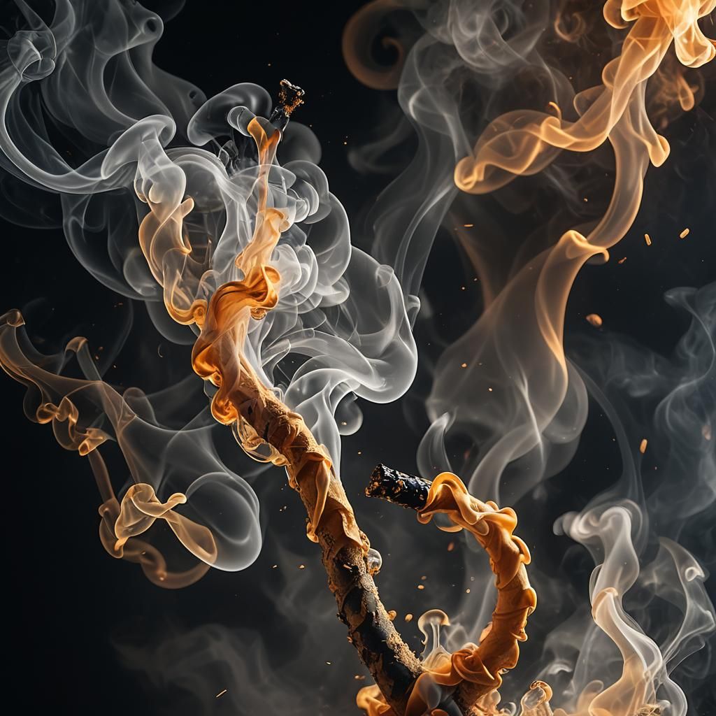 Burning Cigarette in Dark Room: Hyperrealistic Photography
