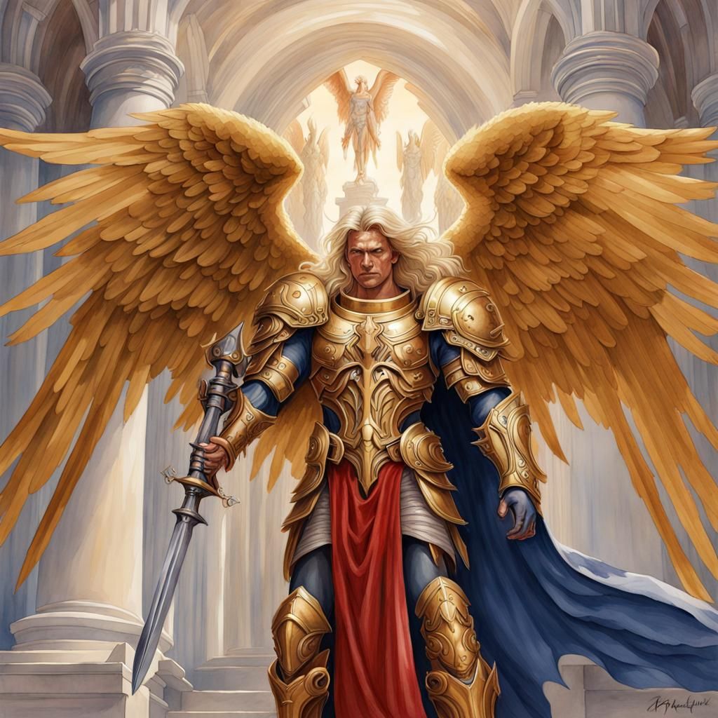 Sanguinius in Renaissance Watercolor Style