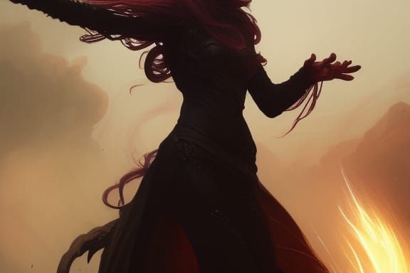 Lightning Witch in Dark Fantasy Style
