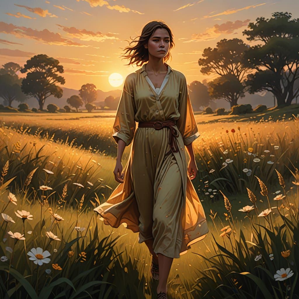 Woman's Spiritual Journey: Flowers Bloom with Each Step