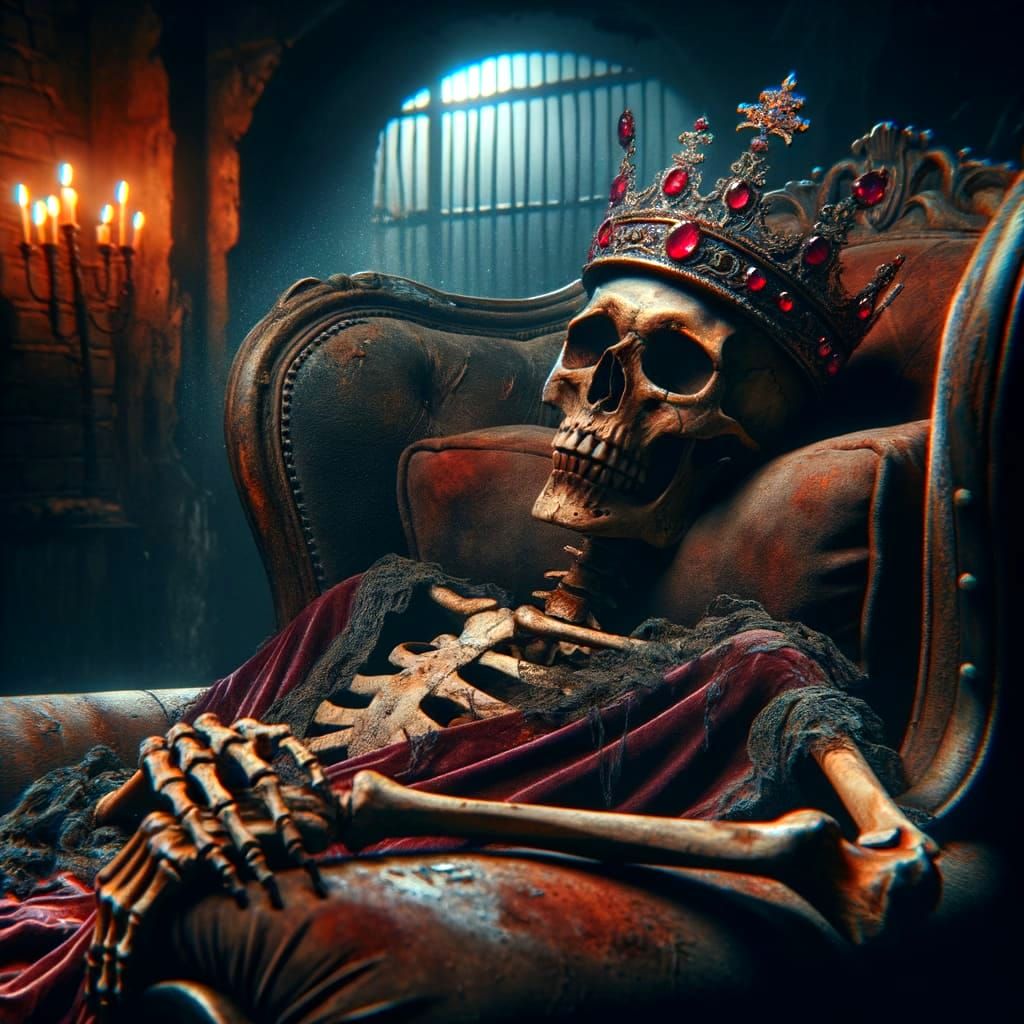 Ominous Skeleton King in Dark Fantasy Still