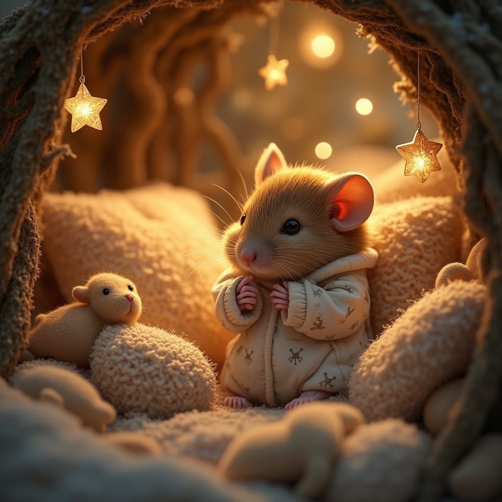 Cozy Winter Dormouse Dreams in Soft Pastels