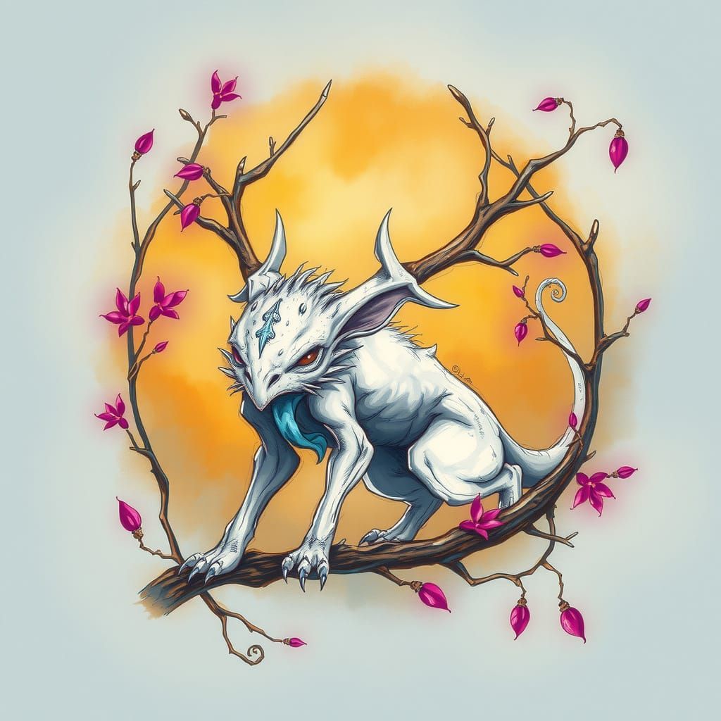 Whimsical Klareg in Ultramarine and Sienna Hues