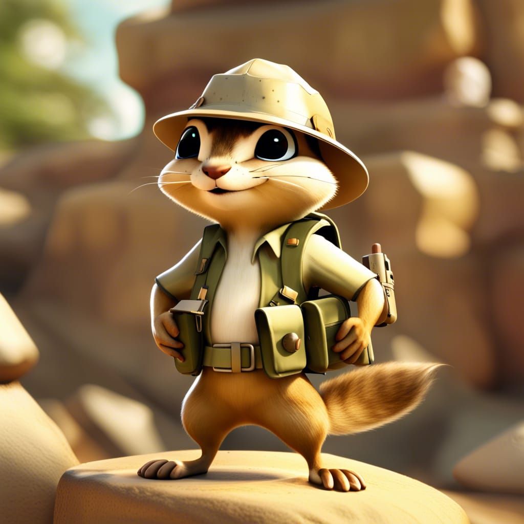 Adventurous Chipmunk in front of Pyramids