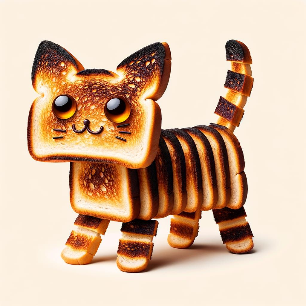 Playful Toast Cat: A Crispy Feline Fantasy