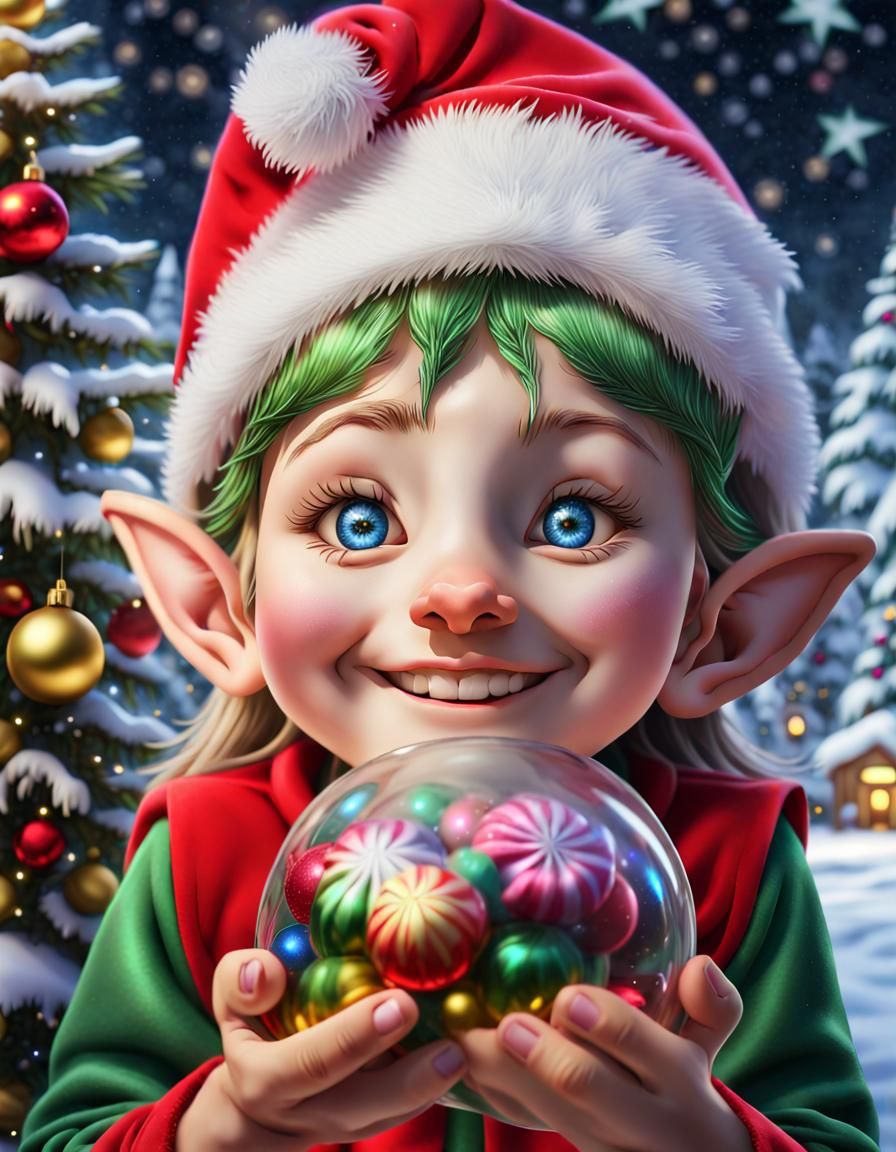 Festive Christmas Elf in Rainforest Scene