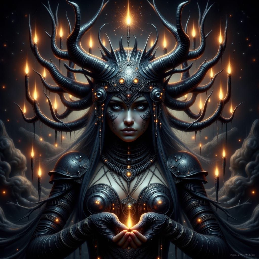 Dark Mystical Woman Enshrouded in Shadows, Black Zodiac Myst...