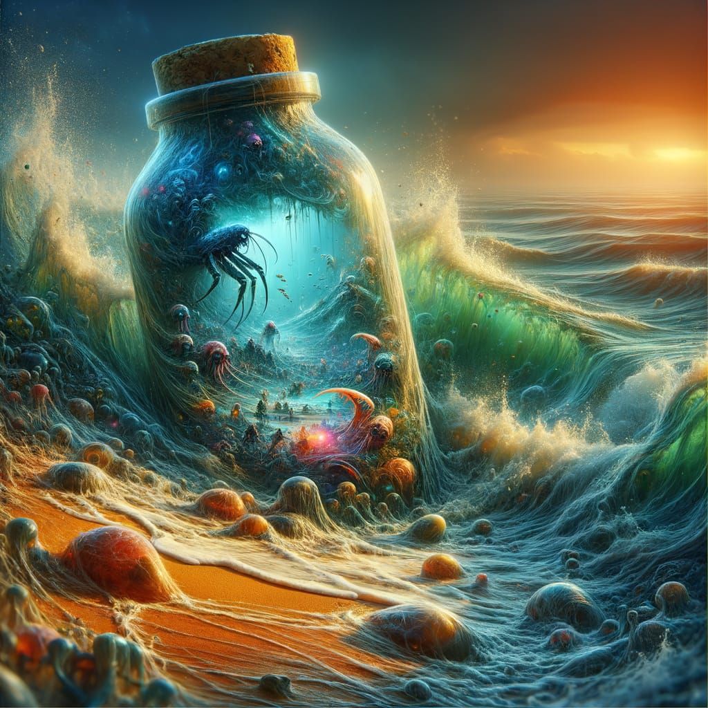 Alien Seashore: Miniature World in a Bottle