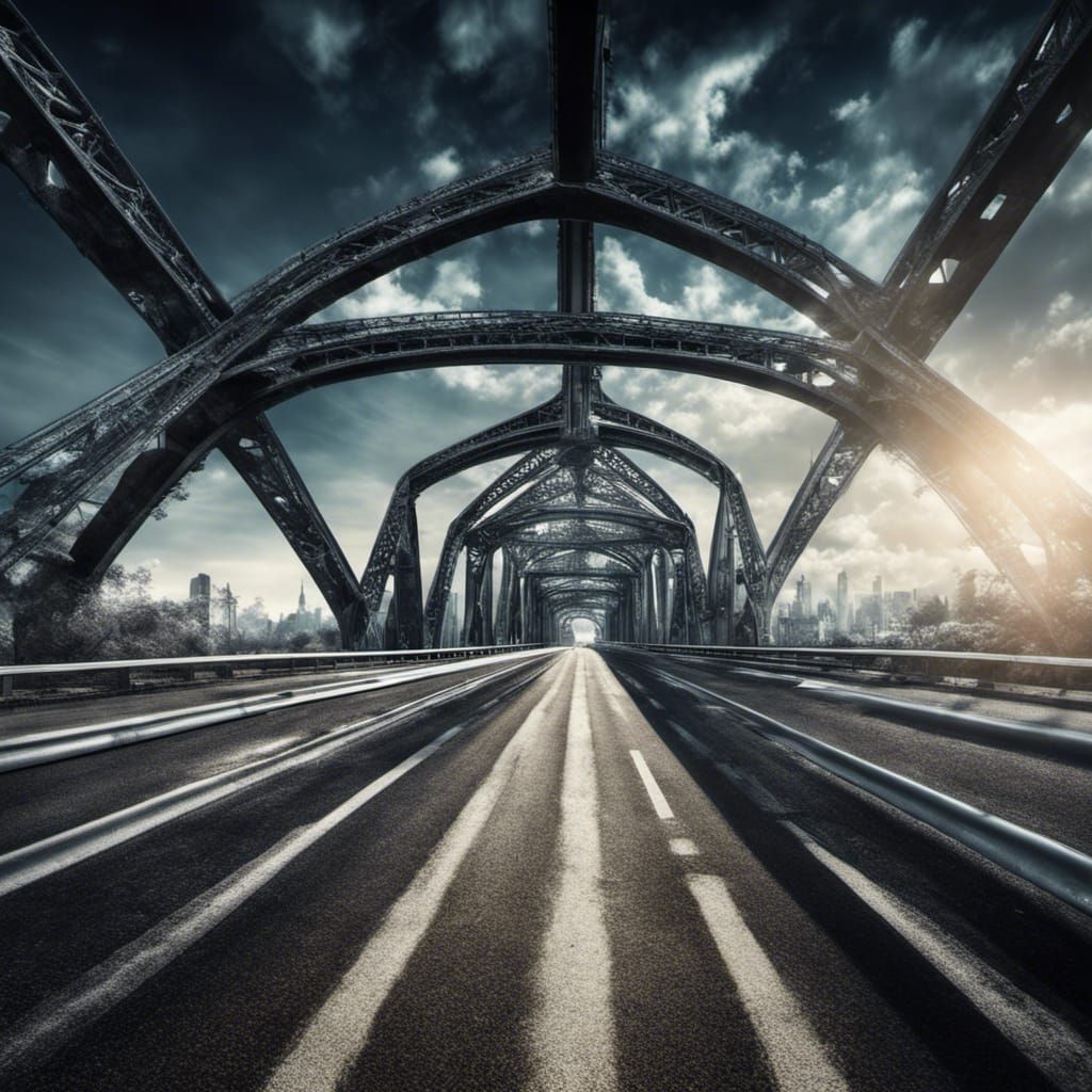 Hyperrealistic Road Bridge Over Planet Earth
