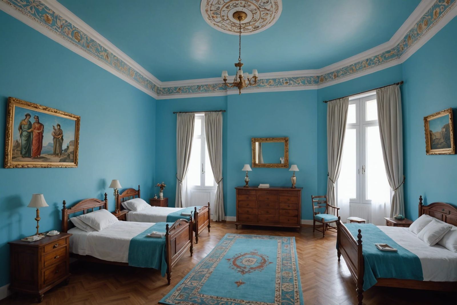 Ancient Greek Style Sky Blue Birthing Room