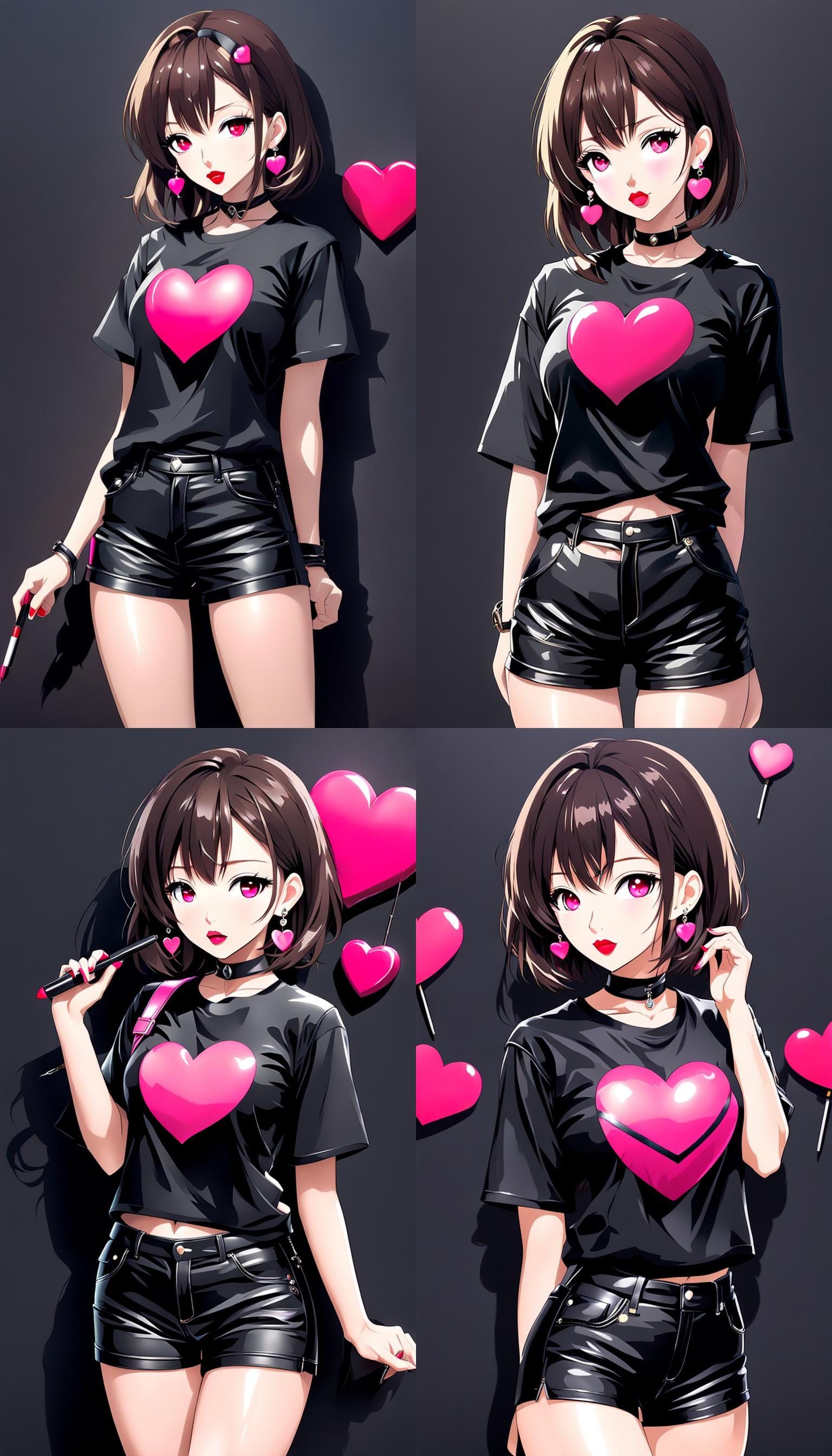 Anime Girl with Heart Earrings in Digital Art