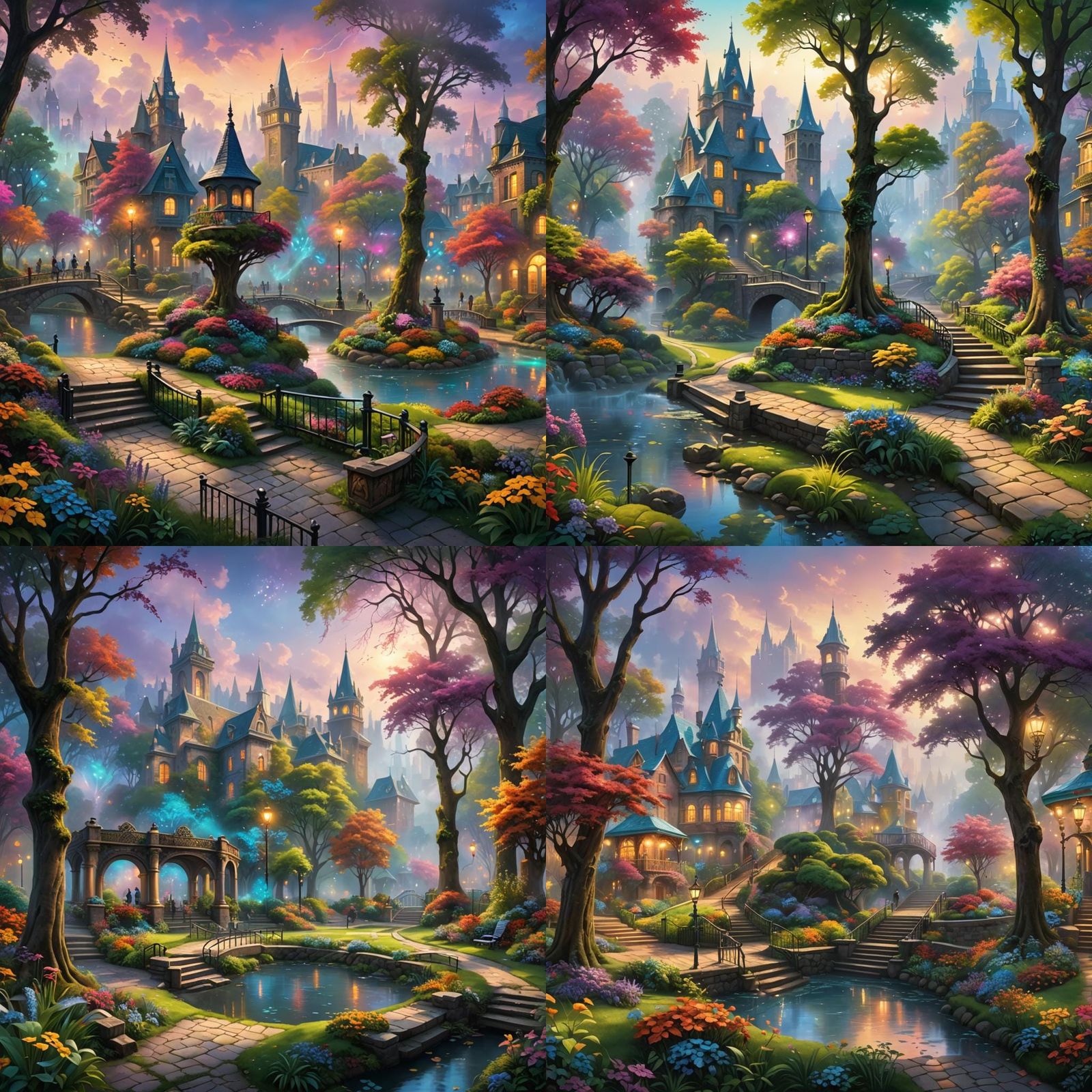 Vibrant Urban Park Graffiti in Ethereal Style