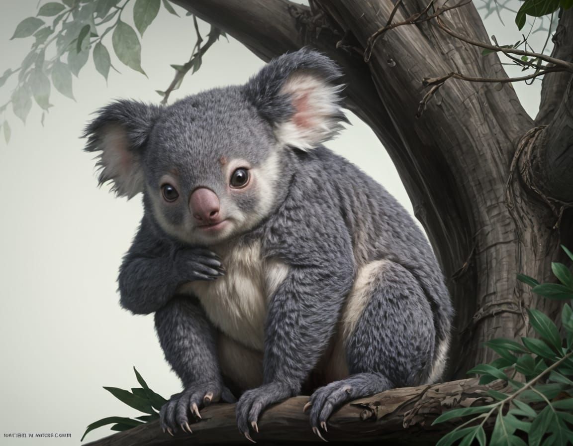 Surreal Watercolor Koala in Dreamy Digital Art