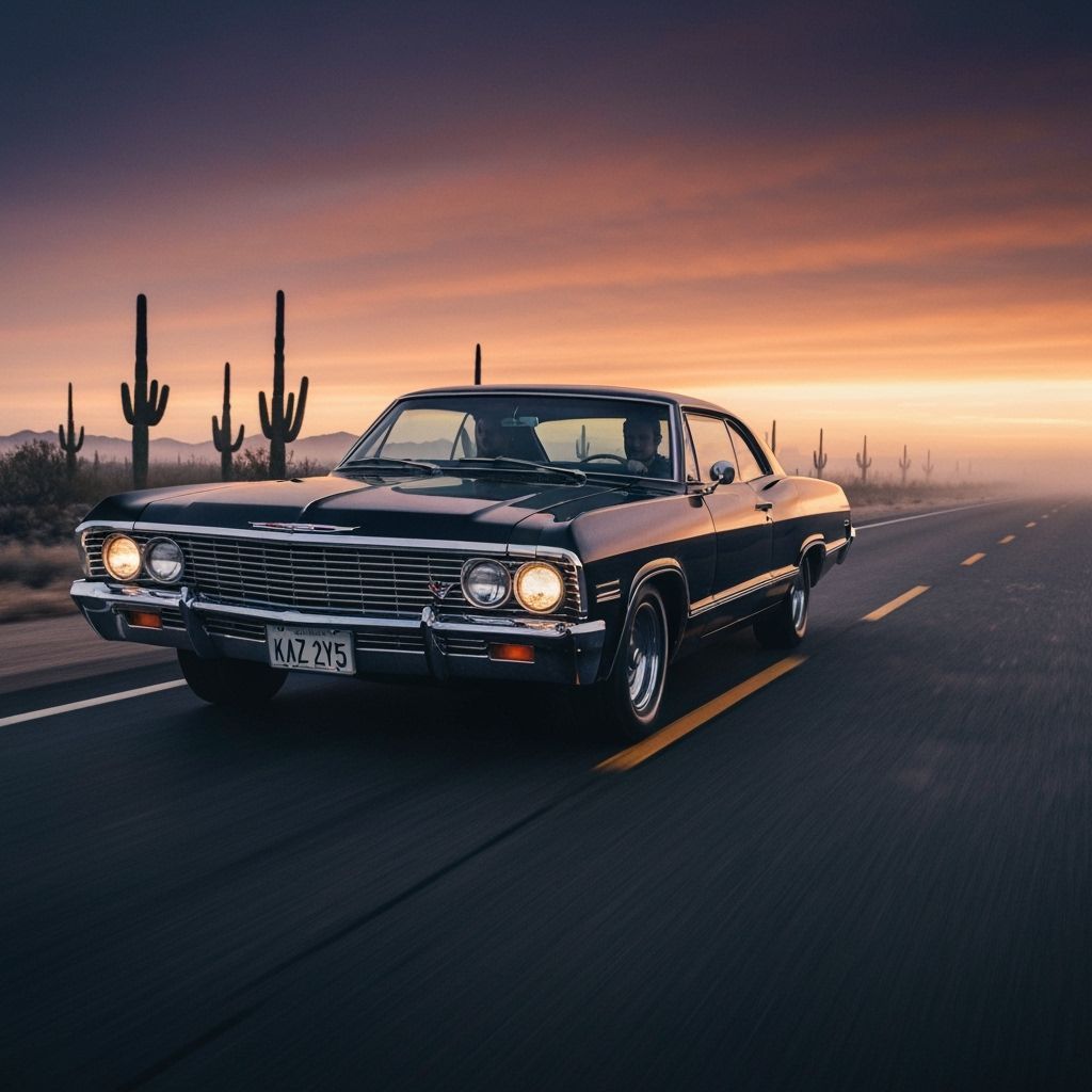 1967 Chevrolet Impala on Desolate Highway at Dawn