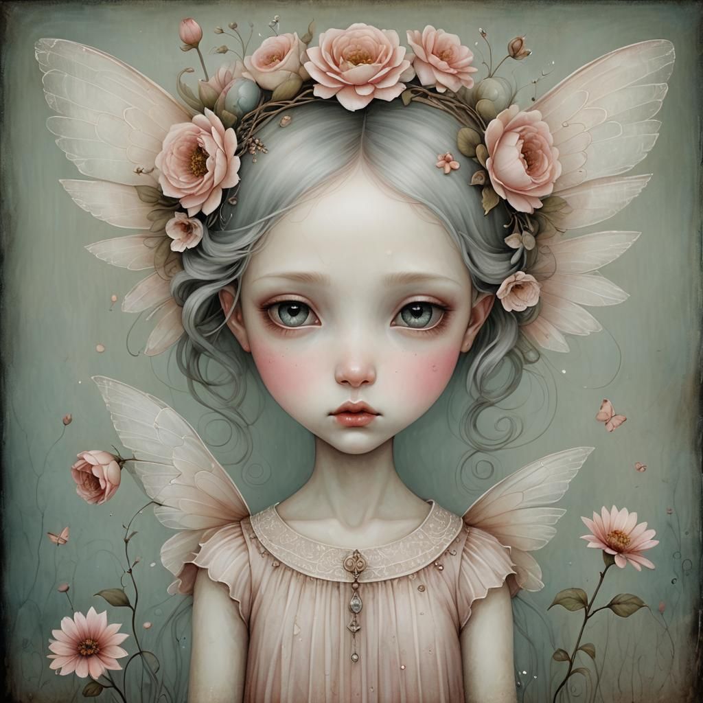 Surreal Girl with Wings: A Luminous Digital Painting