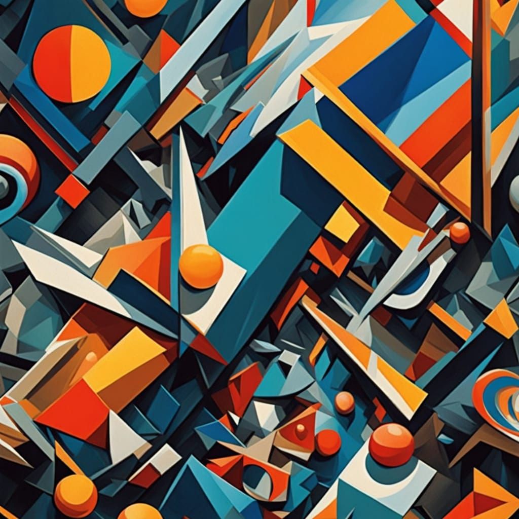 Vibrant Cubist Masterpiece in Disarray