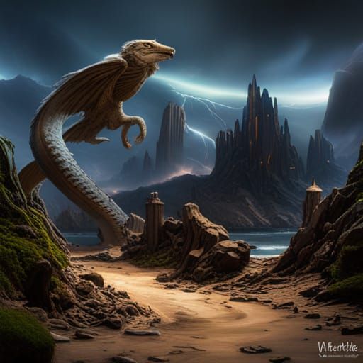 Winged Serpent Werewolf: Fantasy Concept Art