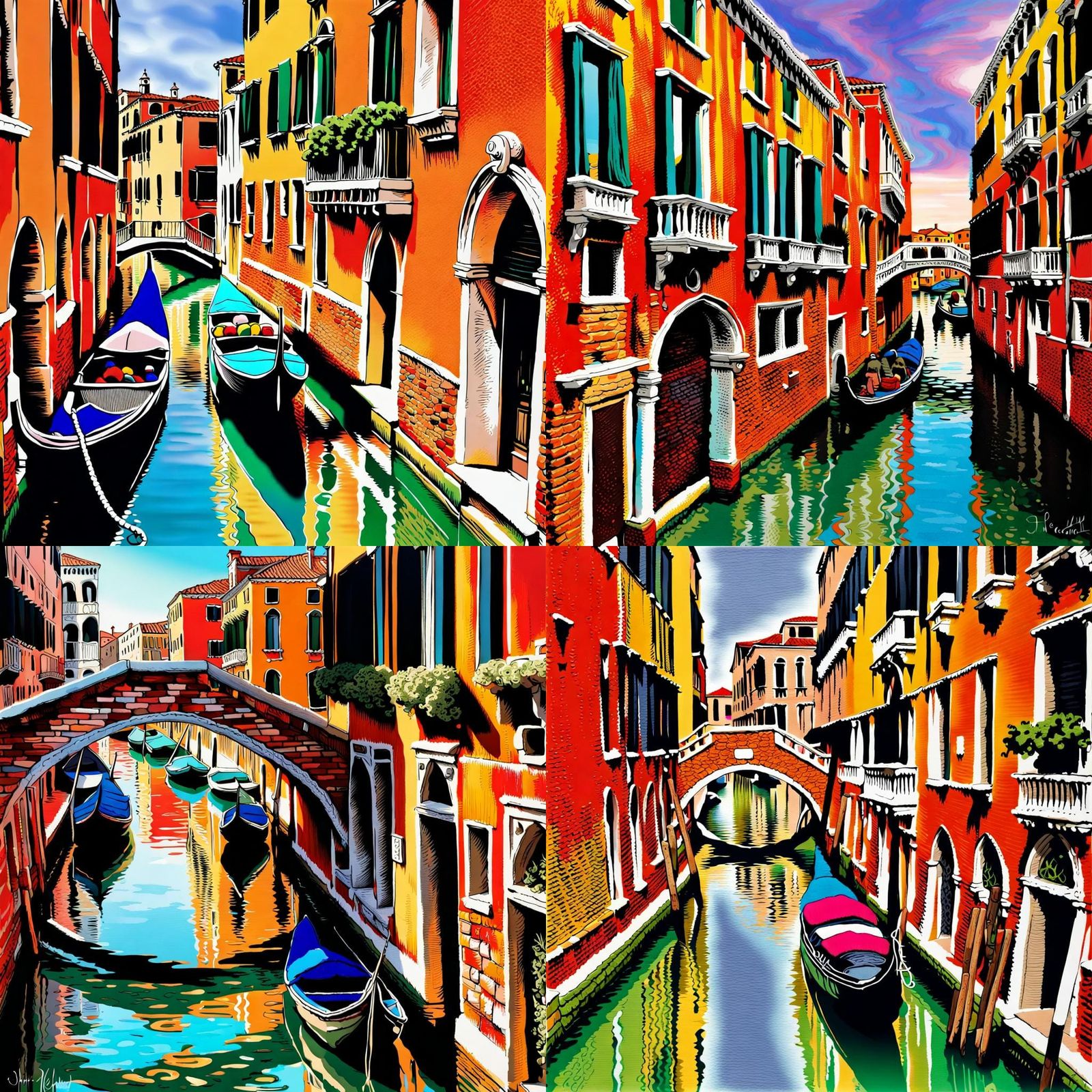 Crochet Venice Canal Scene in Vibrant Colors