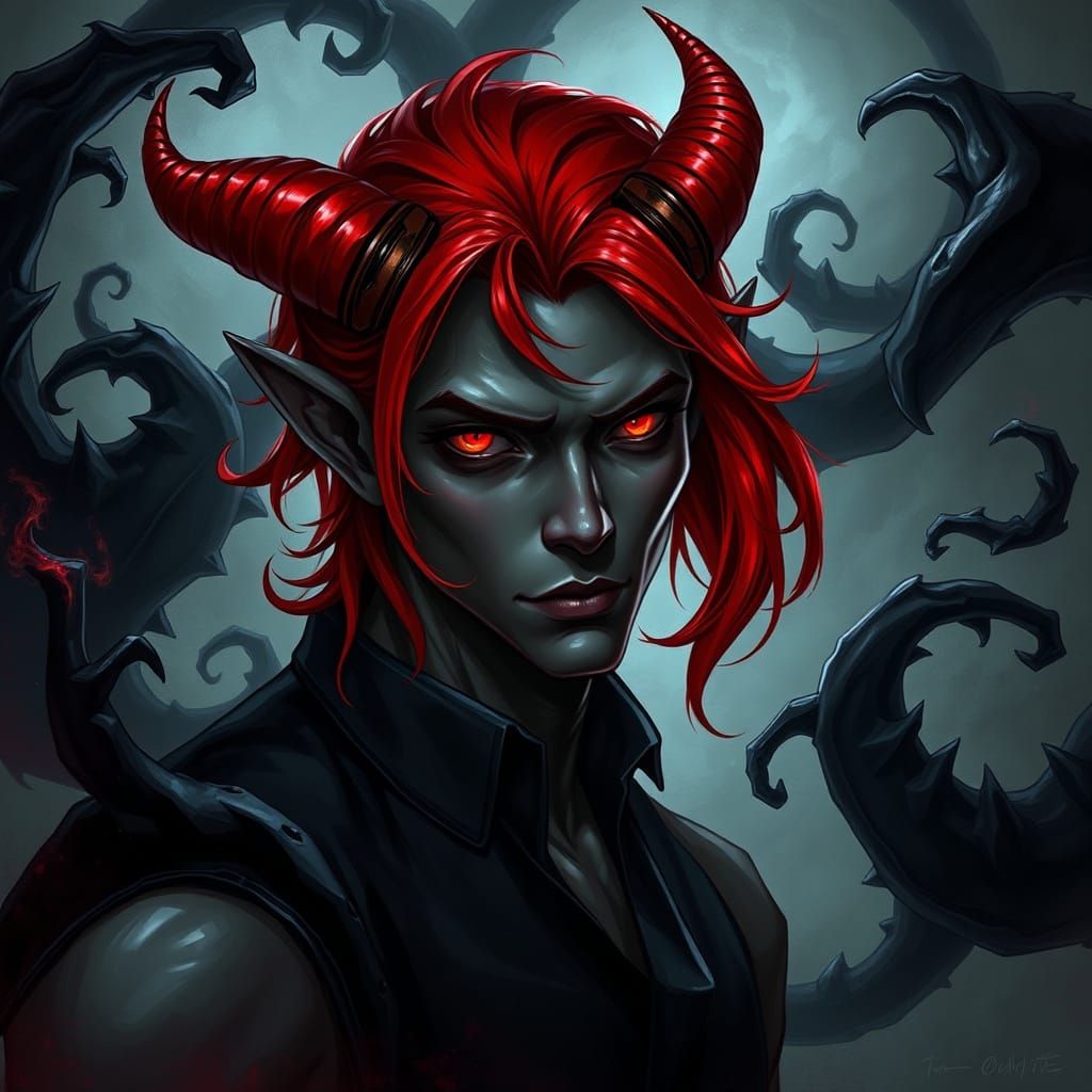 Ethereal Tiefling in Shadowy Splendor
